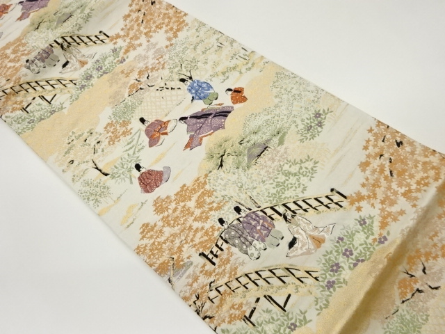 JAPANESE KIMONO / VINTAGE FUKURO OBI / WOVEN PLANTS & PEOPLE IN THE PAST